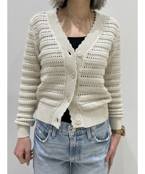 GAP（ギャップ）の「リラックス ミックスステッチ カーディガン（カーディガン/ボレロ・レディース・ブラック/ベージュ・XS/L/XL/XXS/S/M）」の2枚目の写真