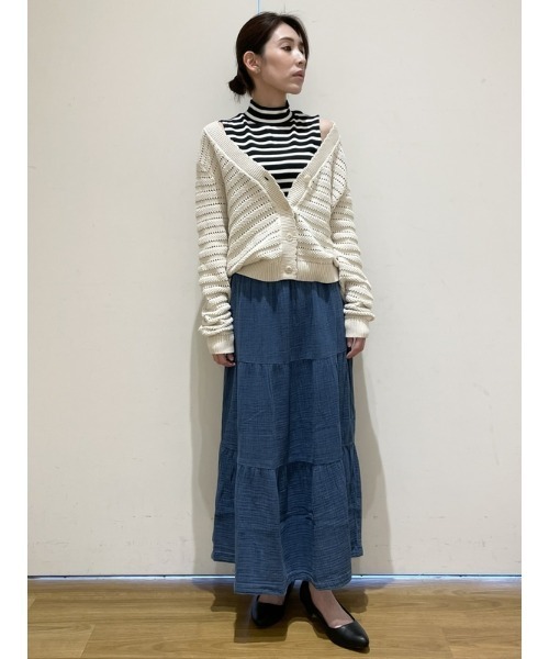 GAP（ギャップ）の「リラックス ミックスステッチ カーディガン（カーディガン/ボレロ・レディース・ブラック/ベージュ・XS/L/XL/XXS/S/M）」の9枚目の写真