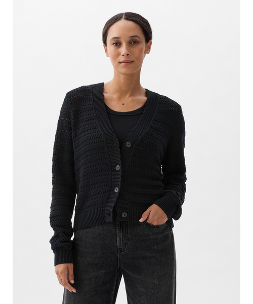 GAP（ギャップ）の「リラックス ミックスステッチ カーディガン（カーディガン/ボレロ・レディース・ブラック/ベージュ・XS/L/XL/XXS/S/M）」の5枚目の写真