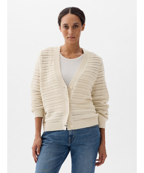 GAP（ギャップ）の「リラックス ミックスステッチ カーディガン（カーディガン/ボレロ・レディース・ブラック/ベージュ・XS/L/XL/XXS/S/M）」の6枚目の写真