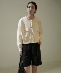 SALON adam et rope' | メタルボタンクルーネックショートカーディガン【洗える】(カーディガン/ボレロ)