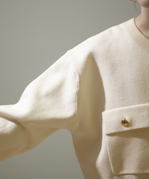 SALON adam et rope'（サロン アダム エ ロペ）の「メタルボタンクルーネックショートカーディガン【洗える】（カーディガン/ボレロ・レディース・オフホワイト/ライトグレー/ブラック・FREE）」の12枚目の写真