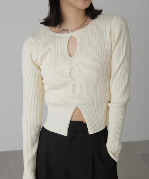 FREE'S MART(フリーズマート)の「◆前後2WAYスリットカットアウトリブニット(ニット/セーター・レディース・ブラック/ホワイト/ピンク・FREE)」の21枚目の写真