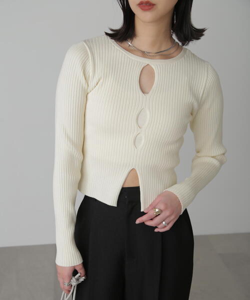 FREE'S MART(フリーズマート)の「◆前後2WAYスリットカットアウトリブニット(ニット/セーター・レディース・ブラック/ホワイト/ピンク・FREE)」の20枚目の写真