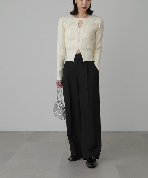 FREE'S MART(フリーズマート)の「◆前後2WAYスリットカットアウトリブニット(ニット/セーター・レディース・ブラック/ホワイト/ピンク・FREE)」の19枚目の写真