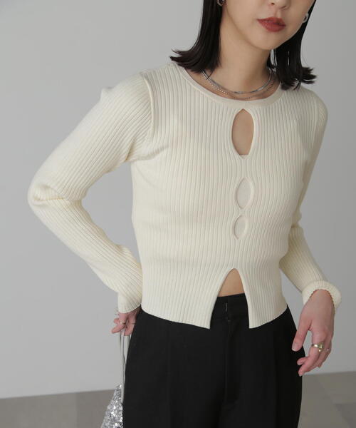 FREE'S MART(フリーズマート)の「◆前後2WAYスリットカットアウトリブニット(ニット/セーター・レディース・ブラック/ホワイト/ピンク・FREE)」の17枚目の写真