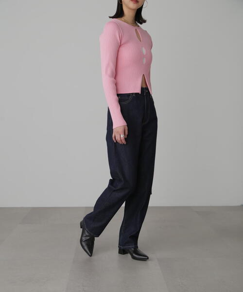 FREE'S MART(フリーズマート)の「◆前後2WAYスリットカットアウトリブニット(ニット/セーター・レディース・ブラック/ホワイト/ピンク・FREE)」の10枚目の写真