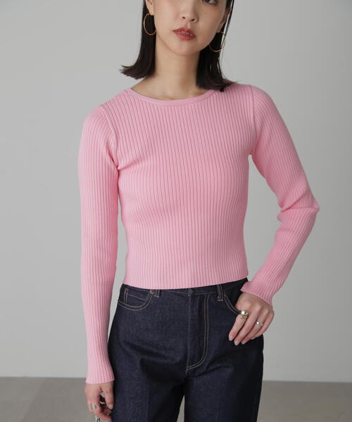 FREE'S MART(フリーズマート)の「◆前後2WAYスリットカットアウトリブニット(ニット/セーター・レディース・ブラック/ホワイト/ピンク・FREE)」の7枚目の写真