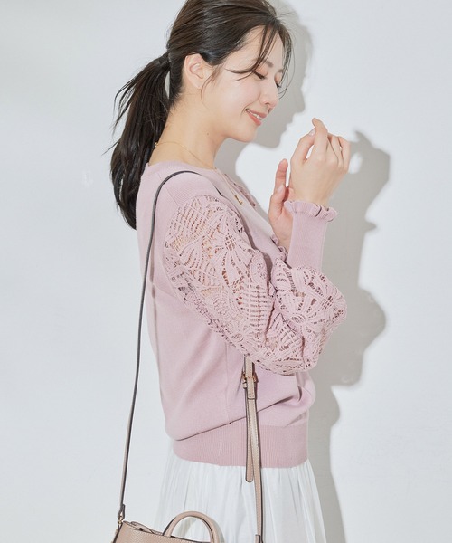 Jayro（ジャイロ）の「袖レースニット（ニット/セーター・レディース・ホワイト系その他/ブルー/ピンク/ブラック・FREE）」の10枚目の写真