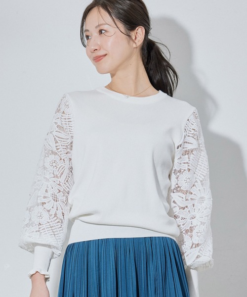 Jayro（ジャイロ）の「袖レースニット（ニット/セーター・レディース・ホワイト系その他/ブルー/ピンク/ブラック・FREE）」の14枚目の写真