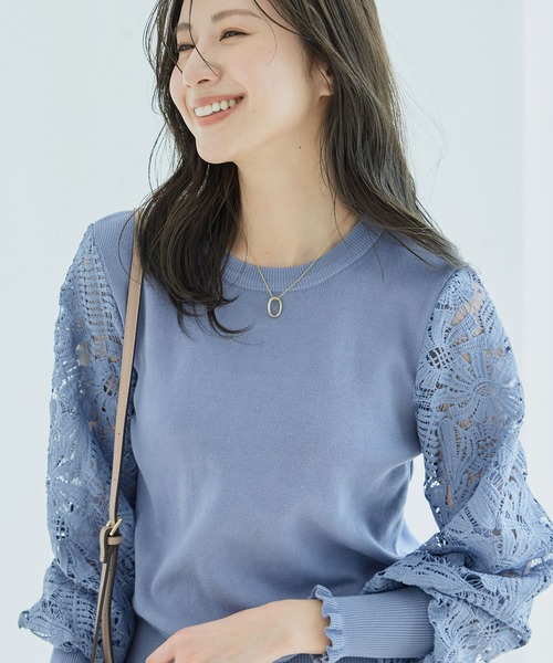 Jayro（ジャイロ）の「袖レースニット（ニット/セーター・レディース・ホワイト系その他/ブルー/ピンク/ブラック・FREE）」の7枚目の写真