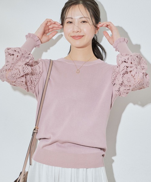 Jayro（ジャイロ）の「袖レースニット（ニット/セーター・レディース・ホワイト系その他/ブルー/ピンク/ブラック・FREE）」の9枚目の写真