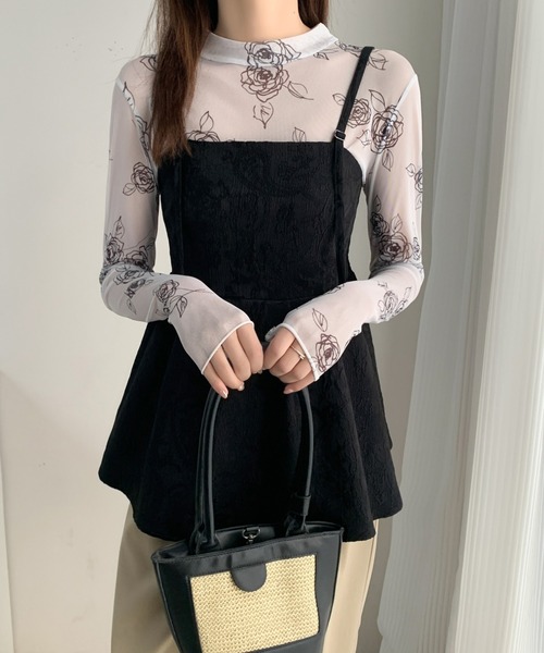 ABITOKYO(アビトーキョー)の「ペプラムフリルジャガードビスチェ(キャミソール・レディース・ブラック/アイボリー・L/M)」の8枚目の写真