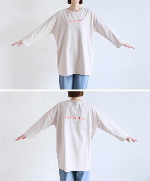 reca(レカ)の「前後ロゴチュニックTシャツ(Tシャツ/カットソー・レディース・オフホワイト/ブラック系その他/グレイッシュベージュ・FREE)」の15枚目の写真