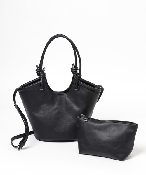 mysty woman（ミスティウーマン）の「バケツ型BAG 110379（ハンドバッグ・レディース・ブラック/オフホワイト/シルバー・FREE）」の6枚目の写真