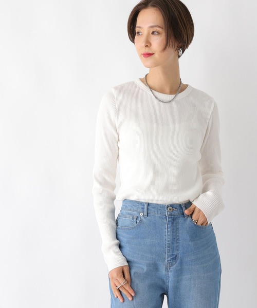 LEPSIM(レプシィム)の「アソートリブインナー 108073(Tシャツ/カットソー・レディース・ホワイト×ブラック/オフホワイト/グリーン/ブラック・FREE)」の9枚目の写真