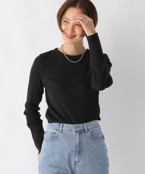 LEPSIM(レプシィム)の「アソートリブインナー 108073(Tシャツ/カットソー・レディース・ホワイト×ブラック/オフホワイト/グリーン/ブラック・FREE)」の12枚目の写真