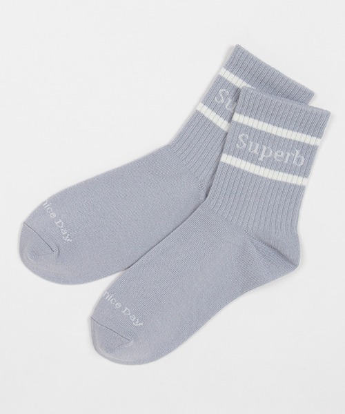 LOVETOXIC（ラブトキシック）の「リブラインロゴソックス（ソックス/靴下・キッズ・オフホワイト/ピンク/ブラック/サックスブルー・FREE）」の4枚目の写真