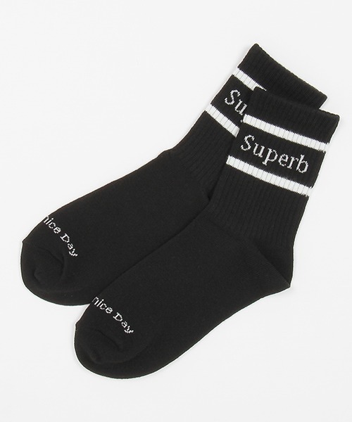 LOVETOXIC（ラブトキシック）の「リブラインロゴソックス（ソックス/靴下・キッズ・オフホワイト/ピンク/ブラック/サックスブルー・FREE）」の3枚目の写真