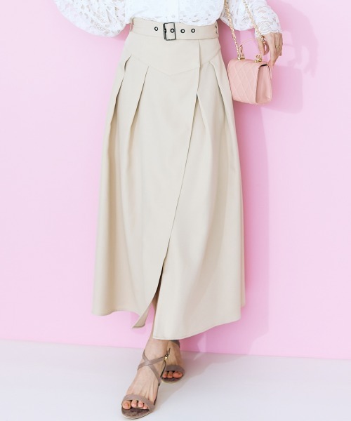 marun（マルン）の「＜大きいサイズ＞ ラップスカート marun（スカート・レディース・ベージュ系/ブラック・L/5L/4L/3L/LL）」の4枚目の写真