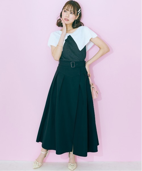 marun（マルン）の「＜大きいサイズ＞ ラップスカート marun（スカート・レディース・ベージュ系/ブラック・L/5L/4L/3L/LL）」の9枚目の写真