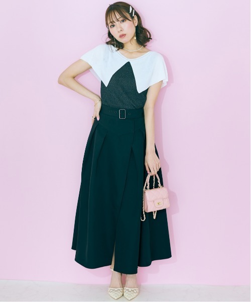 marun（マルン）の「＜大きいサイズ＞ ラップスカート marun（スカート・レディース・ベージュ系/ブラック・L/5L/4L/3L/LL）」の6枚目の写真