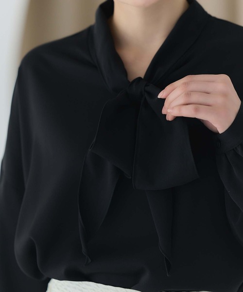 fifth（フィフス）の「ボウタイリボンブラウス（シャツ/ブラウス・レディース・ホワイト/ブラック・M）」の7枚目の写真
