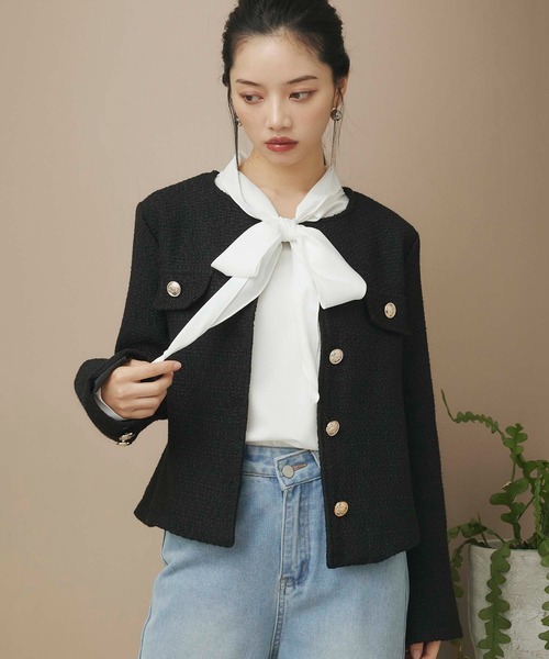 fifth（フィフス）の「ボウタイリボンブラウス（シャツ/ブラウス・レディース・ホワイト/ブラック・M）」の21枚目の写真