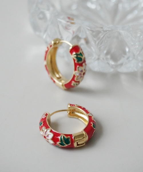 Port（ポート）の「オリエンタル フラワー デザイン フープピアス_（ピアス（両耳用）・レディース・ブルー/ブラック/ライトブルー/ホワイト/パープル系その他/レッド/パープル/マルチ・FREE）」の7枚目の写真