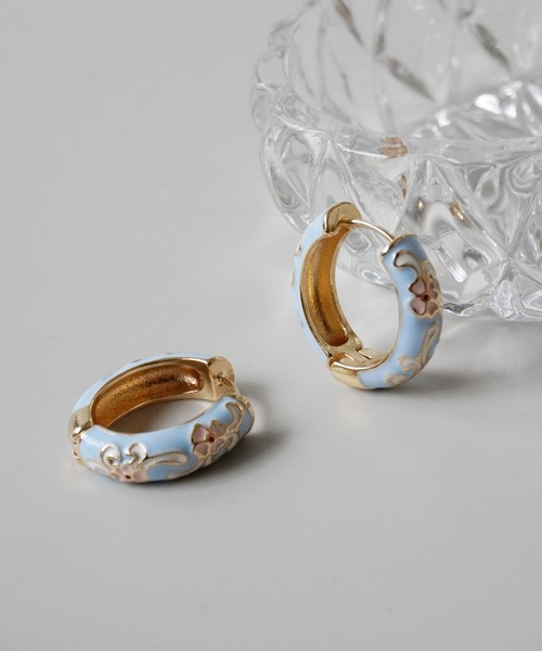 オリエンタル フラワー デザイン フープピアス_（ピアス（両耳用