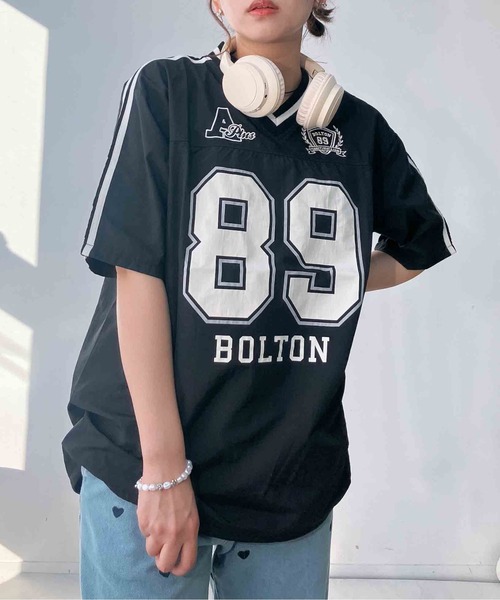 AS KNOW AS plus（アズノゥアズプラス）の「◎リブライン ビッグサイズ ナイロン半袖プルオーバー（Tシャツ/カットソー・レディース・アイボリー/グレー/ネイビー/アイボリー系/サックスブルー系/ピンク系/ブラック系・FREE）」の17枚目の写真