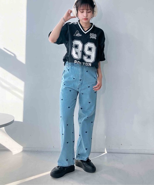 AS KNOW AS plus（アズノゥアズプラス）の「◎リブライン ビッグサイズ ナイロン半袖プルオーバー（Tシャツ/カットソー・レディース・アイボリー/グレー/ネイビー/アイボリー系/サックスブルー系/ピンク系/ブラック系・FREE）」の15枚目の写真