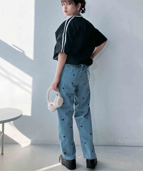 AS KNOW AS plus（アズノゥアズプラス）の「◎リブライン ビッグサイズ ナイロン半袖プルオーバー（Tシャツ/カットソー・レディース・アイボリー/グレー/ネイビー/アイボリー系/サックスブルー系/ピンク系/ブラック系・FREE）」の14枚目の写真