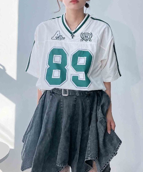 AS KNOW AS plus（アズノゥアズプラス）の「◎リブライン ビッグサイズ ナイロン半袖プルオーバー（Tシャツ/カットソー・レディース・アイボリー/グレー/ネイビー/アイボリー系/サックスブルー系/ピンク系/ブラック系・FREE）」の11枚目の写真