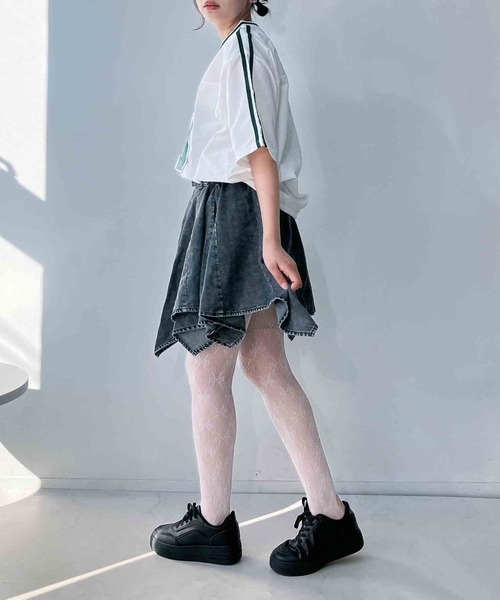 AS KNOW AS plus（アズノゥアズプラス）の「◎リブライン ビッグサイズ ナイロン半袖プルオーバー（Tシャツ/カットソー・レディース・アイボリー/グレー/ネイビー/アイボリー系/サックスブルー系/ピンク系/ブラック系・FREE）」の8枚目の写真