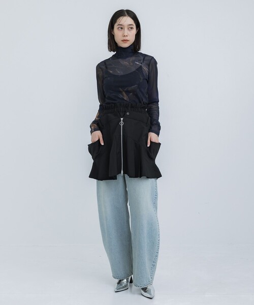 HOUGA(ホウガ)の「【HOUGA/ホウガ】betty skirt tops(スカート・レディース・ブラック/ストライプ・FREE)」の3枚目の写真