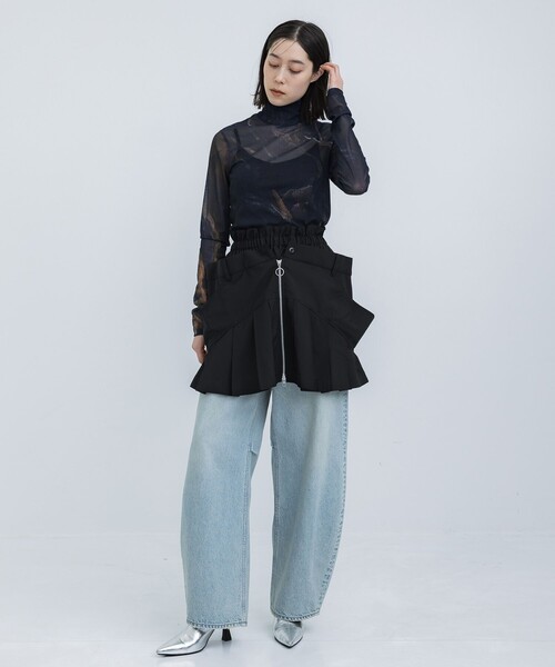 HOUGA(ホウガ)の「【HOUGA/ホウガ】betty skirt tops(スカート・レディース・ブラック/ストライプ・FREE)」の4枚目の写真