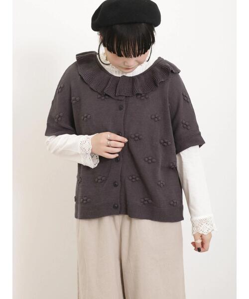 Samansa Mos2（サマンサ モスモス）の「スタンド襟レースカットソー（Tシャツ/カットソー・レディース・ブラック/オフホワイト/ベージュ・F）」の7枚目の写真