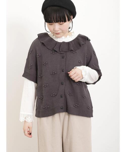 Samansa Mos2（サマンサ モスモス）の「スタンド襟レースカットソー（Tシャツ/カットソー・レディース・ブラック/オフホワイト/ベージュ・F）」の8枚目の写真