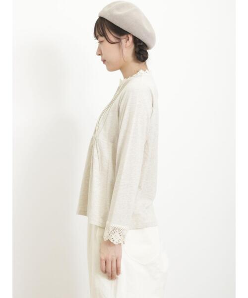 Samansa Mos2（サマンサ モスモス）の「スタンド襟レースカットソー（Tシャツ/カットソー・レディース・ブラック/オフホワイト/ベージュ・F）」の12枚目の写真