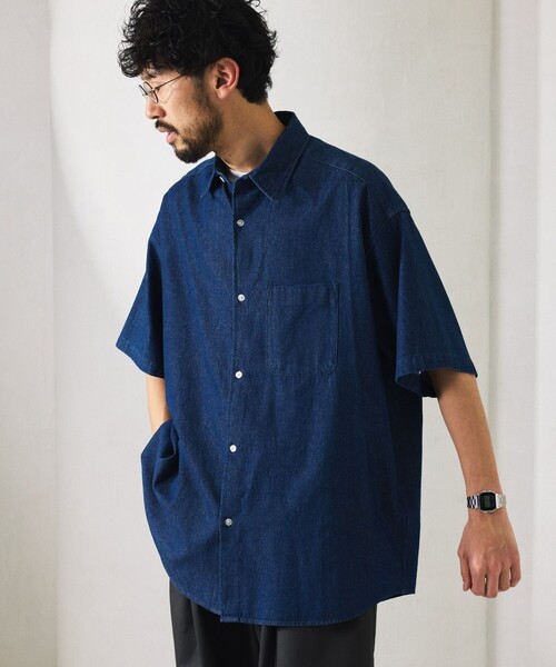 FREAK'S STORE（フリークスストア）の「限定展開 Relax Fit リラックスフィット レギュラーカラー ショートスリーブ デニムシャツ（シャツ/ブラウス・メンズ・ライトインディゴブルー/ダークグレー/ダークインディゴブルー/ブラック・SMALL/MEDIUM/LARGE）」の14枚目の写真
