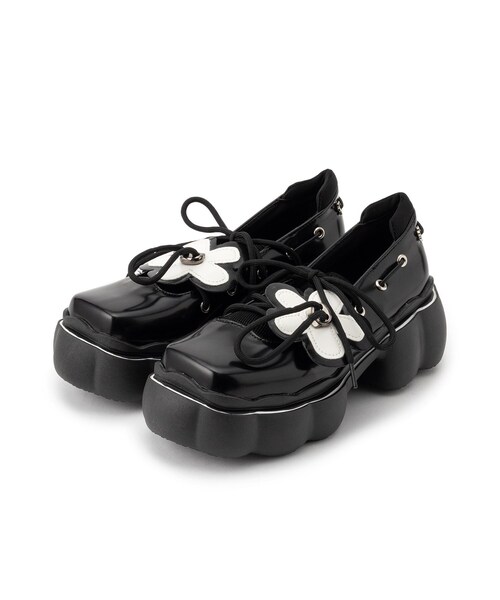 cs T&P（シーエスティーアンドピー）の「厚底フラワーパンプス（パンプス・レディース・ブラック/パープル系・S/M/L/LL）」の5枚目の写真