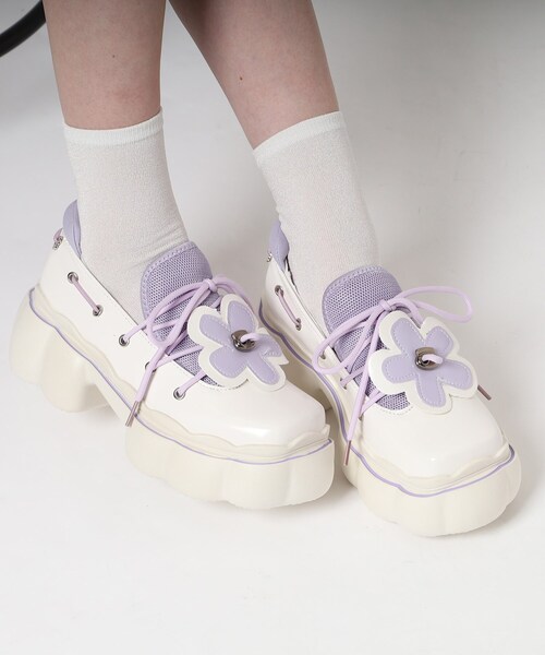 cs T&P（シーエスティーアンドピー）の「厚底フラワーパンプス（パンプス・レディース・ブラック/パープル系・S/M/L/LL）」の14枚目の写真