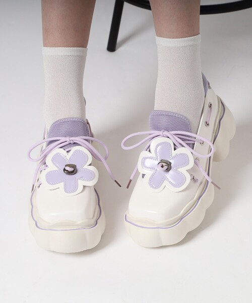 cs T&P（シーエスティーアンドピー）の「厚底フラワーパンプス（パンプス・レディース・ブラック/パープル系・S/M/L/LL）」の15枚目の写真