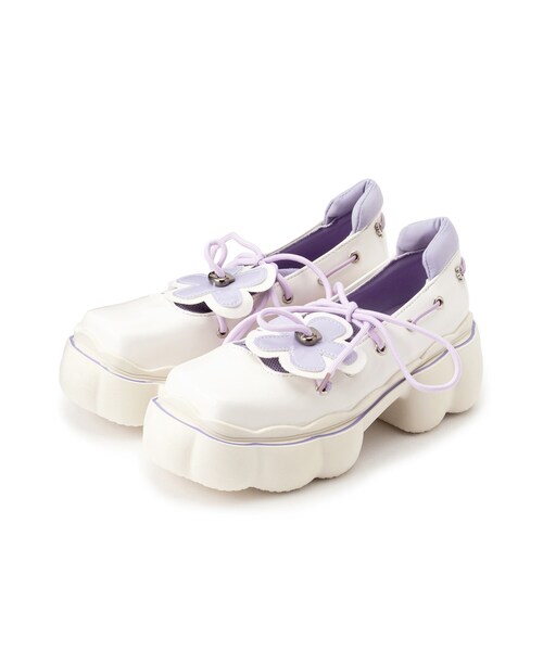 cs T&P（シーエスティーアンドピー）の「厚底フラワーパンプス（パンプス・レディース・ブラック/パープル系・S/M/L/LL）」の3枚目の写真