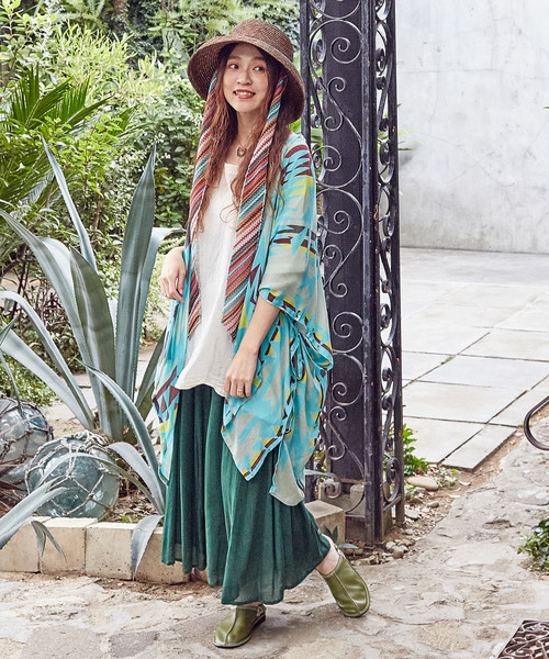 チャイハネ（チャイハネ）の「【チャイハネ】グラウンドUVパレオカーディガン（カーディガン/ボレロ・レディース・ベージュ/ブラウン/ターコイズブルー・FREE）」の11枚目の写真