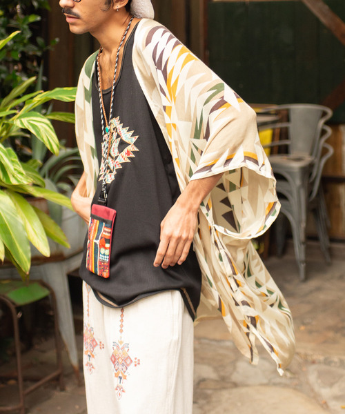 チャイハネ（チャイハネ）の「【チャイハネ】グラウンドUVパレオカーディガン（カーディガン/ボレロ・レディース・ベージュ/ブラウン/ターコイズブルー・FREE）」の4枚目の写真