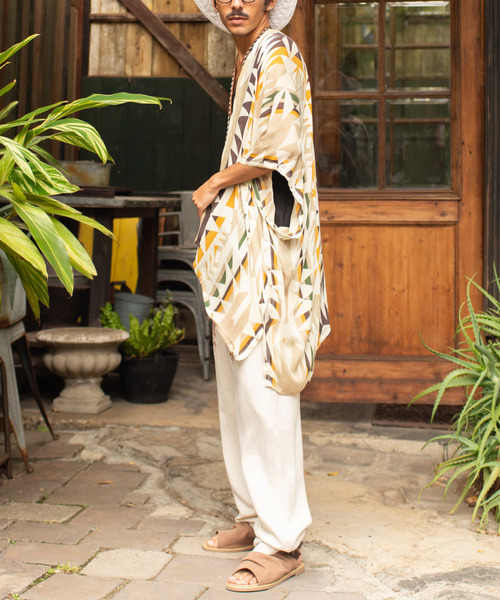 チャイハネ（チャイハネ）の「【チャイハネ】グラウンドUVパレオカーディガン（カーディガン/ボレロ・レディース・ベージュ/ブラウン/ターコイズブルー・FREE）」の6枚目の写真