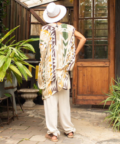 チャイハネ（チャイハネ）の「【チャイハネ】グラウンドUVパレオカーディガン（カーディガン/ボレロ・レディース・ベージュ/ブラウン/ターコイズブルー・FREE）」の7枚目の写真