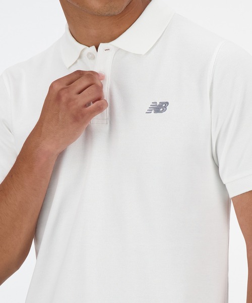 【美品】New Balance ロゴポロシャツ ホワイト　メンズ　サイズ5　S New Balance ポロシャツ ニューバランス シューパッチポロ_